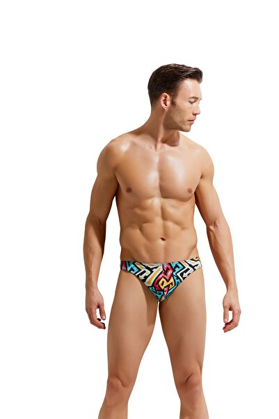 GAV20 Erkek Desenli Mikro Tanga-Renkli Geometrik Desen
