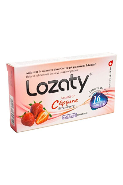 Lozaty Throat Lozenges, Strawberry, Sugar-Free, 16 Pieces