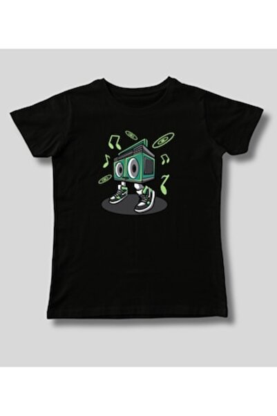 OEM Women's T-Shirt with Print, Music, Cotton, Black, M INTL