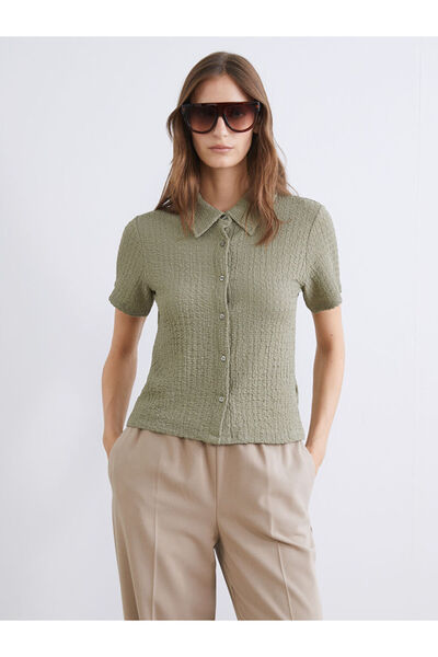 LC Waikiki Khaki Textured Women's Shirt