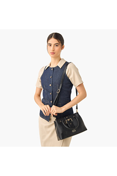 SASHA Buckle Detail Crossbody Bag with Detachable Strap