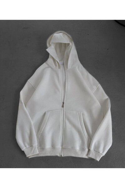 bergibo Oversize Hooded Ninja Cardigan - Zippered Combed Cotton Sharded Mask Hood