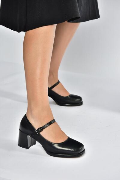Fox Shoes T820059109 Black Thick Heeled Women's Shoes
