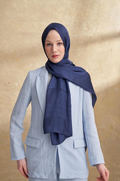 ARMANDA ŞAL FIORI JACQUARD LINE - ALBASTRU ÎNCHIS