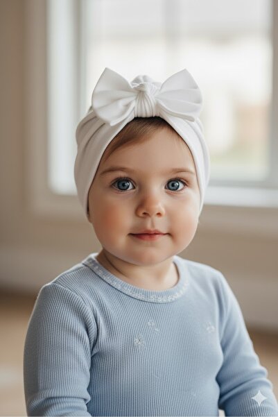 Babygiz Girl's 100% Cotton Stretchy Combed Cotton Bow Detailed Bonnet Beanie