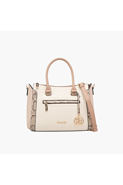 CHARLOTTE حقيبة ريد الصلبة مع حزام قابل للفصل وإغلاق بسحاب