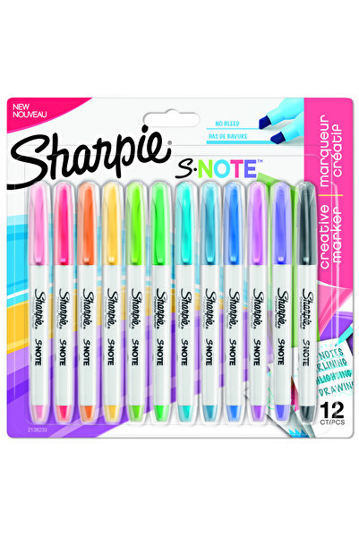 Sharpie Set of 12 S-Note markers, pastel colors, chisel tip