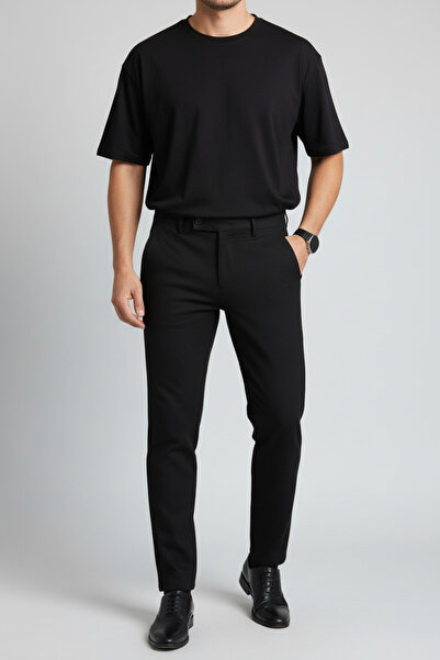 hello7 Yandan Düğme Detaylı Slim Fit Erkek Pantolon