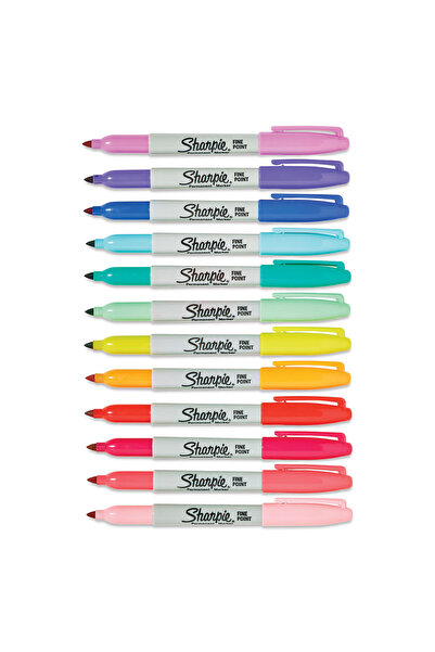Sharpie Set of 12 Glam Pop Fine Point markers, bullet tip 0.9 F