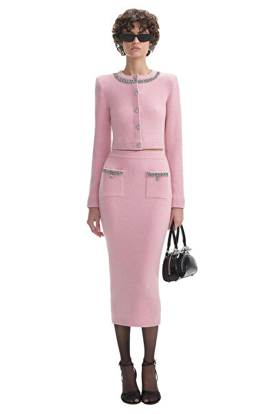 Self Portrait Pink Embellished Knit Midi Etek