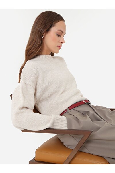 Benin Crew Neck Basic Knit Sweater - Cream -