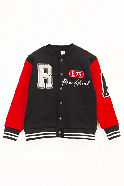 ww waka waka kids store Appliqued Snap Closure Boys' College Cardigan