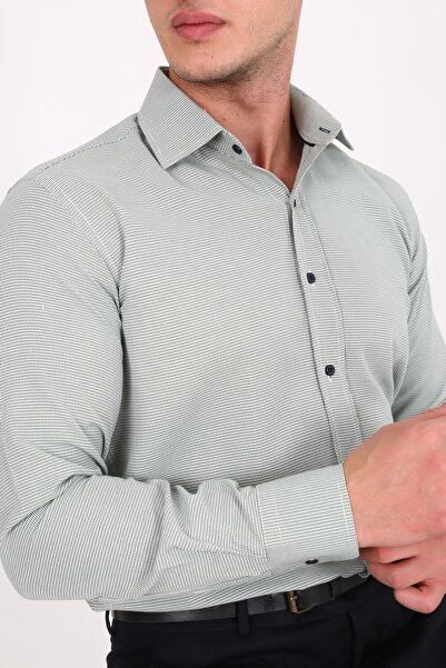 Hazhers Κλασικό ανδρικό πουκάμισο με λεπτή εφαρμογή μονόχρωμο βαμβακερό ύφασμ...