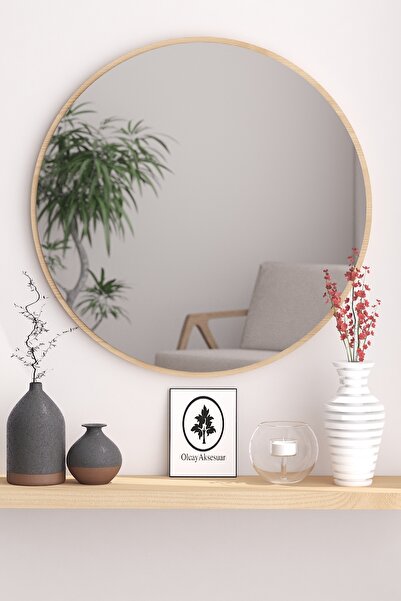 Arvessohome 43 cm Çaplı Yuvarlak Ayna Antre Hol Koridor Duvar Aynası Salon Mu...