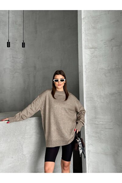 Bella Breeze Pulover de damă cu guler rotund oversize tricotaj