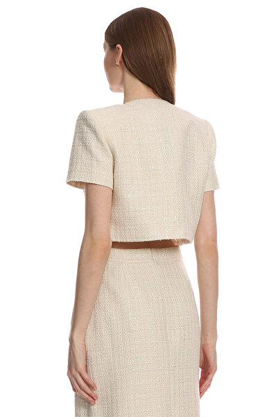 Self Portrait Cream Boucle Crop Top