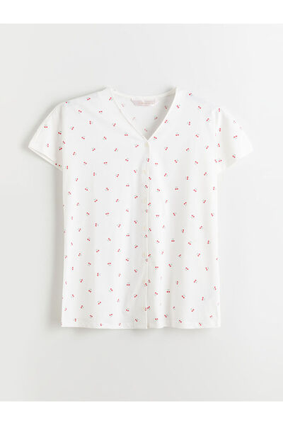 LC Waikiki V Yaka Desenli Hamile Pijama