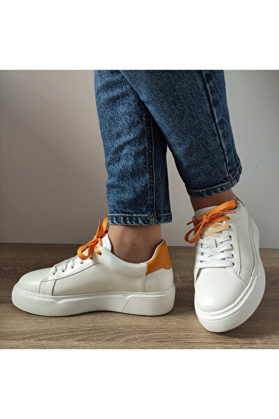 FRANCO GERARDO WOMEN'S CASUAL SHOES RB2235-10 WHITE WITH YELLOW - White + Yellow, 37