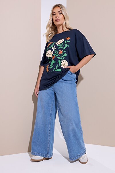 Stil Diva Plus Size Crew Neck Short Sleeve Floral Print T-Shirt 304198