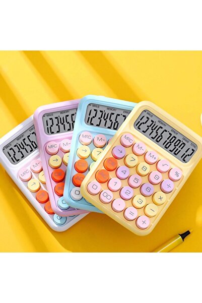 Genel Markalar 12 Haneli Geniş LCD Ekran Büyük Yuvarlak Düğme Sevimli Şeker R...