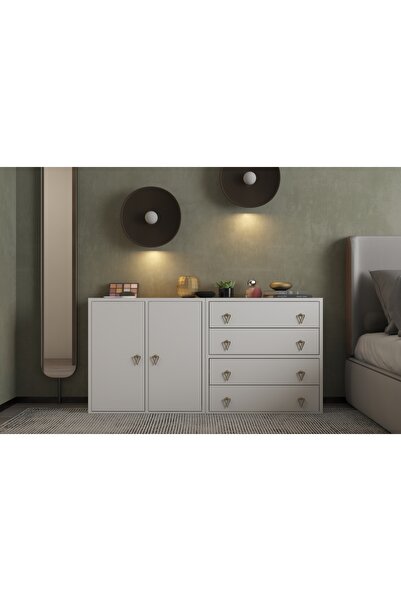 nettrends.net the new trend of shopping Modüler Çekmeceli & Kapaklı Konsol/Şifonyer –Yatak Odası, Antre, Oturma Odası – Beyaz-PNR-ŞFN-1004