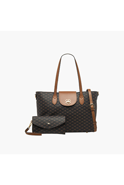 Bessie London Printed Tote Bag with Wallet
