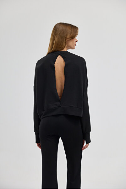 SimpleCo Clothes and More Luna bumbac 100% cu fereastră pe spate Swea tricou