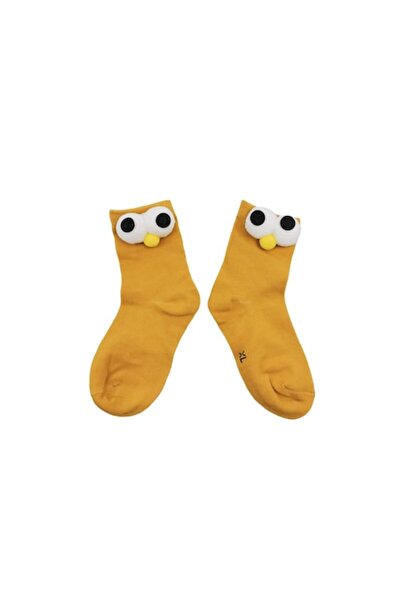 Doty Child Socks FunnyEyes, Cotton, Creative Design, Size 30-35, Mustard Yellow, Doty®️