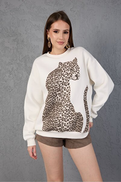 amurpars Leopard Patterned Oversize Sweatshirt
