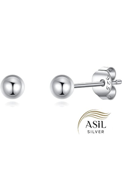 ASİL SİLVER ONLİNE 3 mm 925 Ayar Gümüş Top Küre Küpe (1 çift)