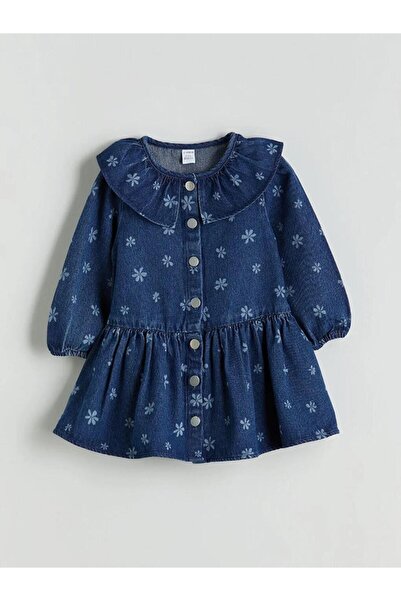 LC Waikiki Φόρεμα τζιν για κορίτσια με βολάν Indigo (W5)