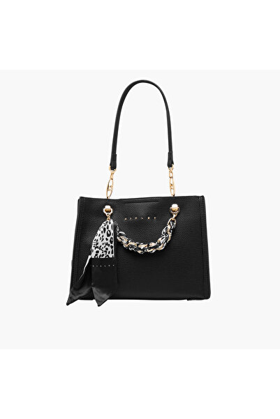 United Colors of Benetton Sisley Textured Tote Bag with Scarf and Chain Detail