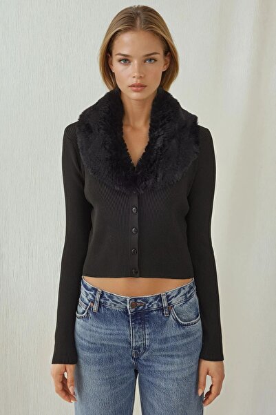 Hiccup Knitted cardigan with faux fur collar BDART