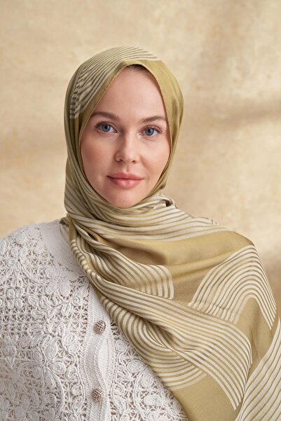 ARMANDA ŞAL FIORI JACQUARD LINE - VERDE ULEI