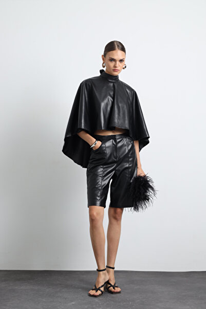 Mozto Veira Vegan Leather Poncho / Cape