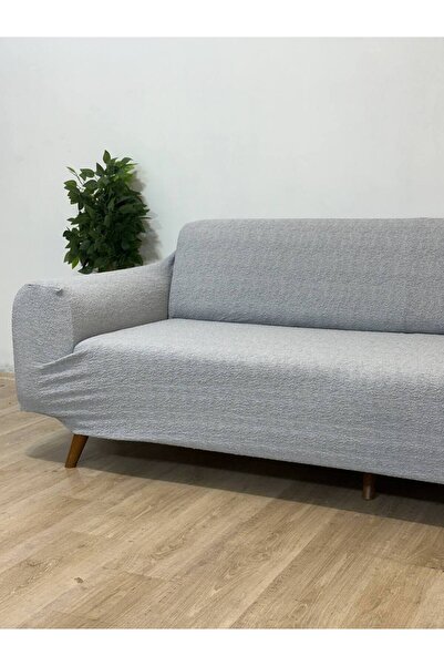 coverbox Buklet Bohem Elastic 3-Seater Sofa Cover Non-Slip Flexible and Washable Sofa Cover Gray Color