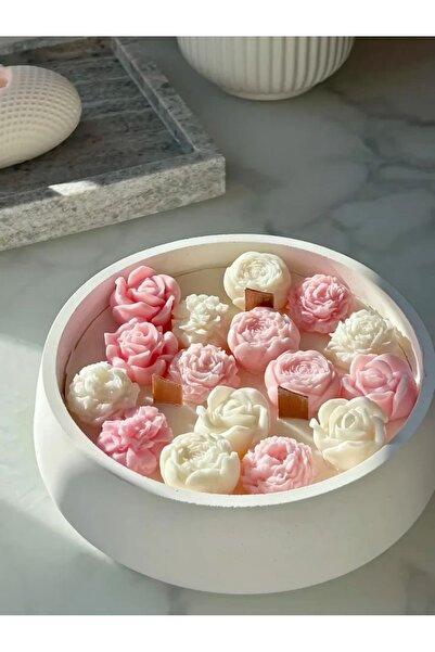 angelshinedesign El Yapımı Çiçek Tasarımlı Kase Mum