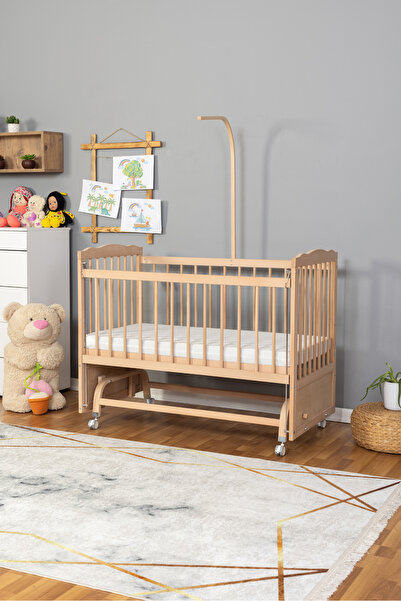 BamgidooMobilya Ahşap Beşik Anne Yanı Sallanır 70X130 - Uyku Setsiz TEK YATAKLI