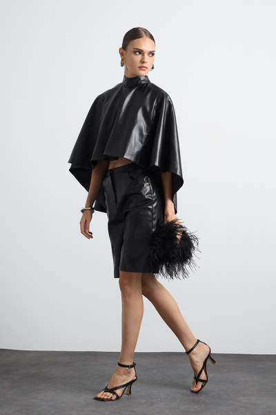 Mozto Veira Vegan Leather Poncho / Cape