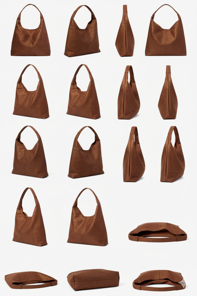 KISCHE Zipper Closure University Women's Hand and Shoulder Bag Lined Suede Tan