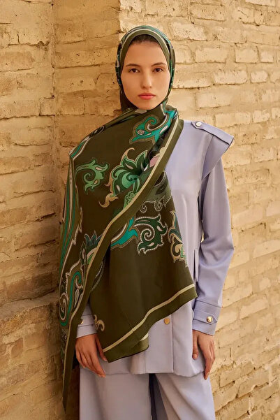 ED Scarf Bramble Floş Viskon Şal - Yeşil