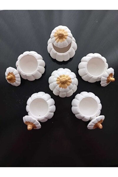 emilysamy Mini Balkabağı 6'lı Lokumluk, Kahve Yanı Sunumluk Beyaz Dekoratif Obje