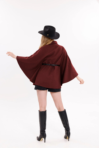 kleshus Kless Women's Waist Belted Cashmere Poncho New Season Stylish Oversized Trend