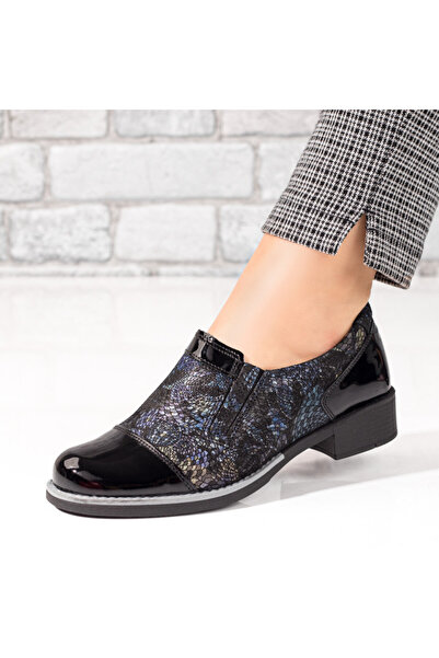 Modlet.ro Γυναικεία μαύρα γυαλιστερά Δερμάτινο casual παπούτσια MOD033895