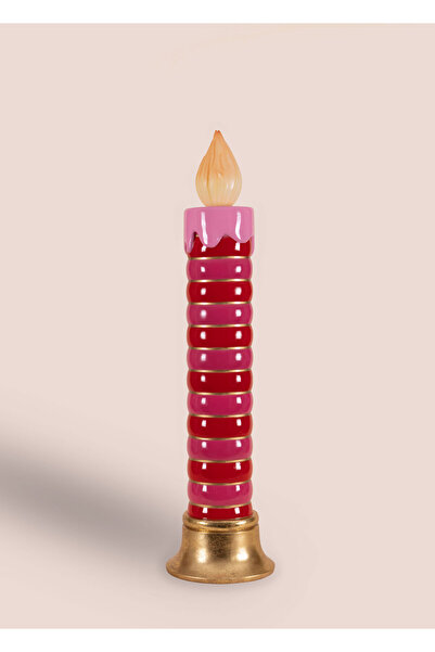 Dekorsende زينة عيد الميلاد على شكل شمعة دائرية مضاءة بإضاءة LED باللون الوردي والأحمر مقاس 97 سم