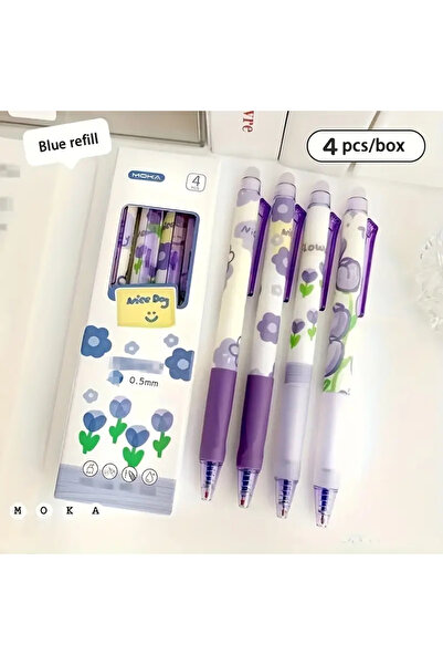 yiren Set de 4 pixuri Violet cu radieră Click Eraser și cerneală termică