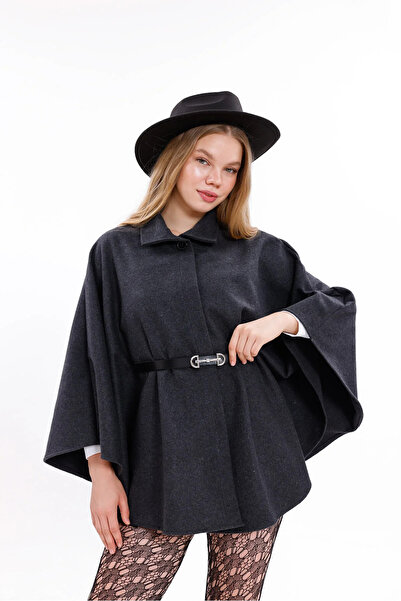 beeke Kless Women's Waist Belted Cashmere Poncho New Season Stylish Oversize Trend 2025