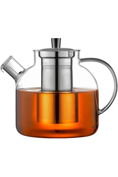Ehugos Glass Tea Kettle 1500ml (50oz) with Removable Stainless Steel Infuser, Stove-Safe Teapot for