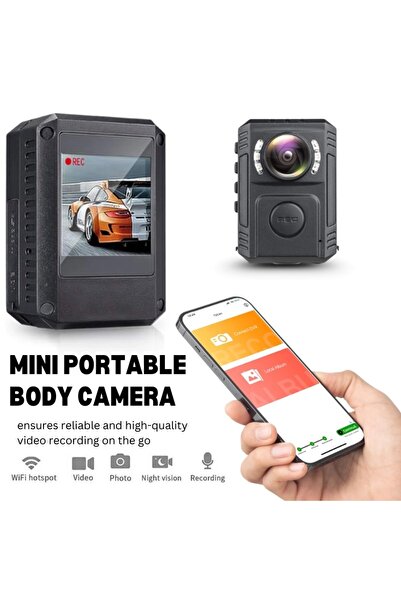 iUni Cameră corporală CP38, fără fir, detectare mișcare, unghi de 170°