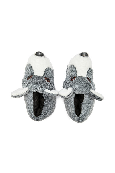Twigy Husky Erkek Hayvanlı Panduf Gri